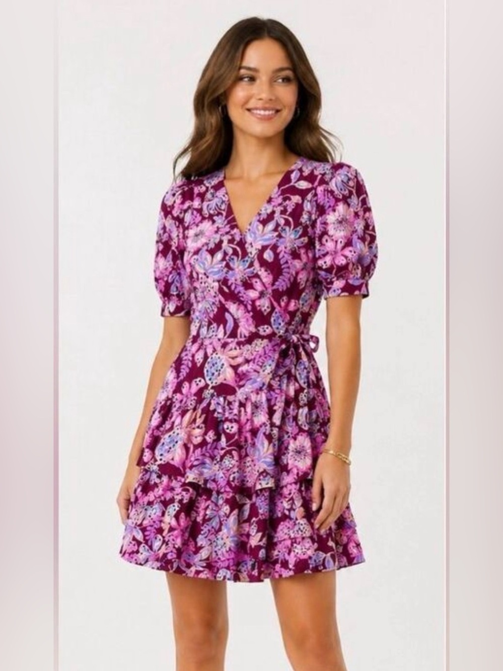 Lilly Pulitzer Alexandria Elbow Sleeve Cotton Wrap Dress- Amarena Cherry